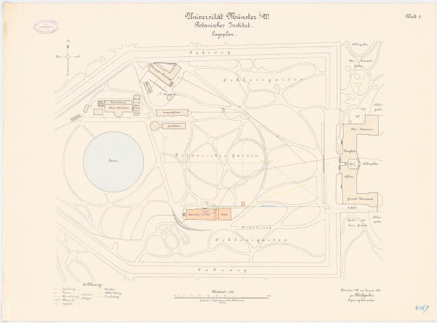 Detailierte Karte von Berlin, Deutschland, mit der Universität Münster in der Mitte und beschrifteten Gebäuden, Straßen und Annehmlichkeiten.