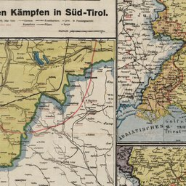 Ein detaillierter Stadtplan von Süd-Tirol, Deutschland, der Straßen, Gebäude, Sehenswürdigkeiten und die umliegende Gegend zeigt, mit Text oben und unten auf dem Bild.