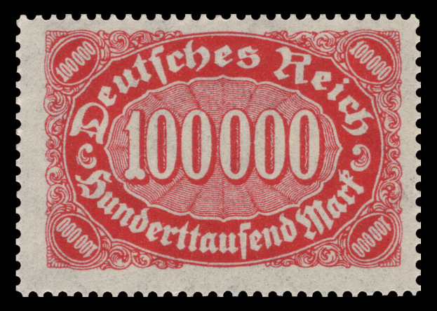 Ein roter Stempel mit den Worten "Deutsches Reich" darauf vor schwarzem Hintergrund.