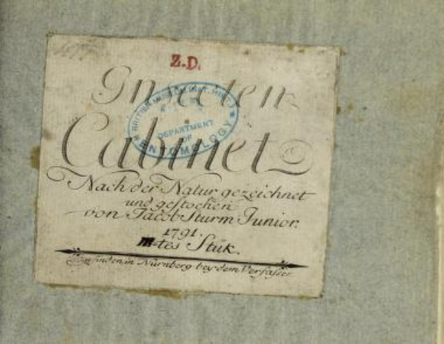 Ein altes Buch mit dem Titel "Z.D. N├╝rnberg, Deutschland, 1791" mit einem Stempel, der die erste Auflage anzeigt, mit handgeschriebenem Text auf seinen Seiten.
