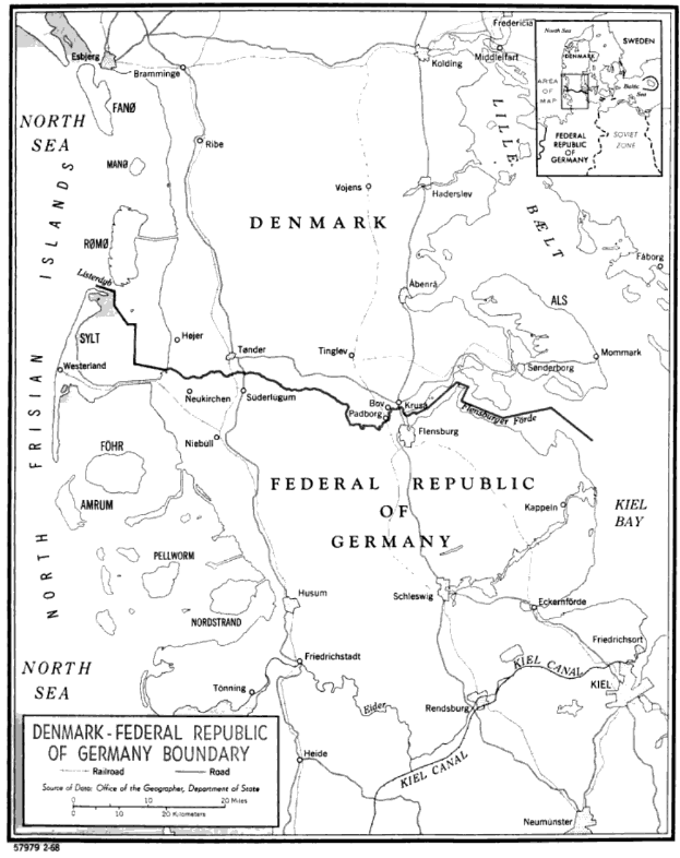 Ein Schwarz-Weiß-Plakat mit einer detaillierten Karte der Bundesrepublik Deutschland, einschließlich geografischer Merkmale wie Flüsse, Berge und Städte, mit begleitendem historischen Text.