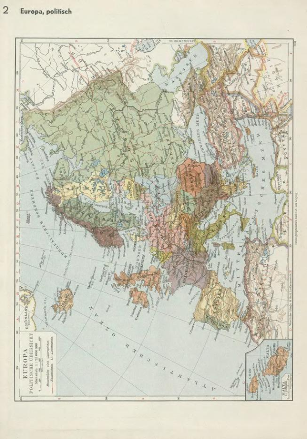 Eine Karte Europas aus dem 19. Jahrhundert, die politische Grenzen zeigt.