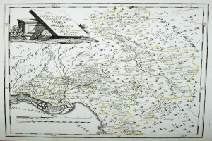 Alte Deutschlandkarte mit einem Haus in der Mitte, gerahmt in einem Fotoраhmen, zeigt Stra├čen, St├Ądte und geografische Merkmale.