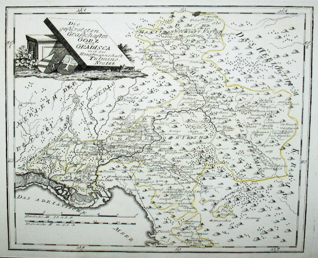 Alte Deutschlandkarte mit einem Haus in der Mitte, gerahmt in einem Fotoраhmen, zeigt Stra├čen, St├Ądte und geografische Merkmale.