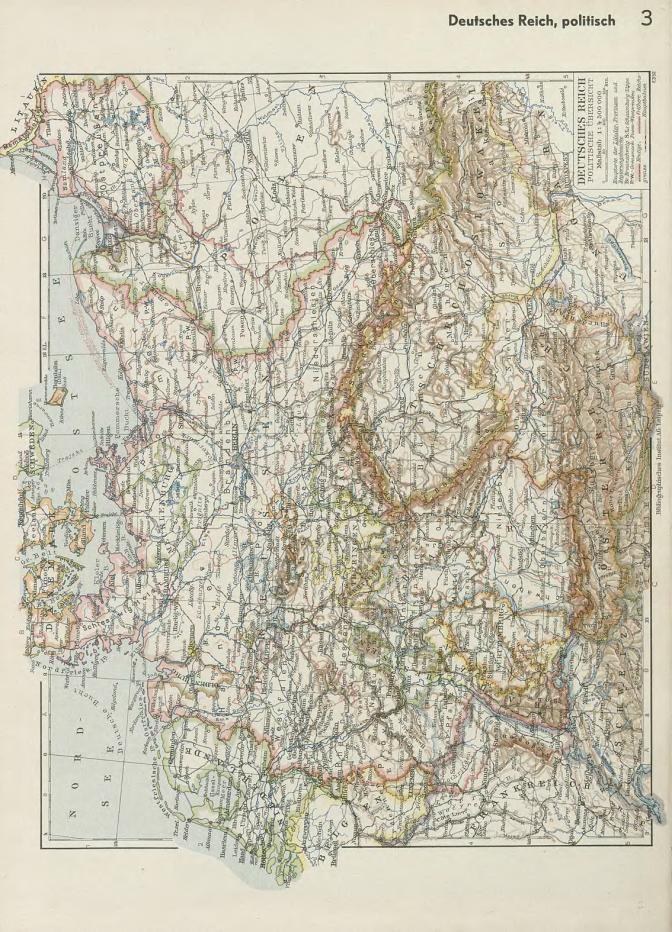 Eine politische Landkarte Deutschlands aus dem 19. Jahrhundert, die auf altem Papier mit Text oben und unten gedruckt ist.